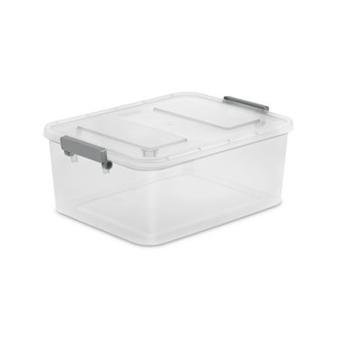 Sterilite 12.7 Qt. Clear Plastic Modular ID Latch Box, Gray Latches with Clear Lid