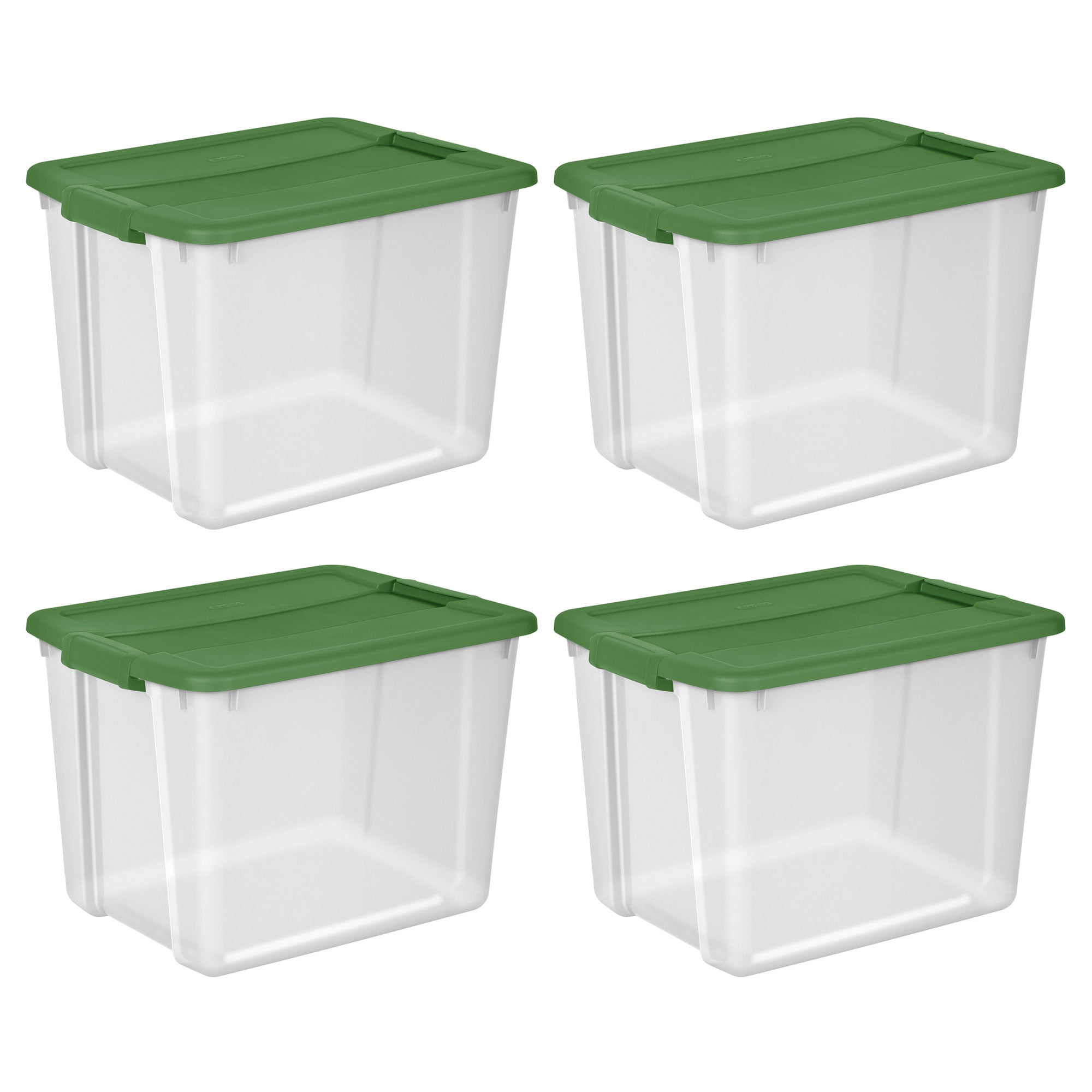Stack And Pull Latching Flat Lid Storage Box, 6.73 Gal, 16.5 X 22 X 6.5,  Clear/translucent Blue | Bundle of 10 Each