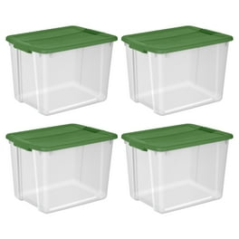 Hart 27 Gallon Heavy Duty Plastic Storage Tote, Black with Blue Lid, Set of  4 