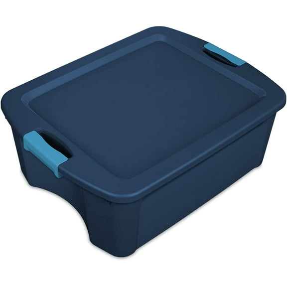 Sterilite Latch and Carry 12 Gallon Plastic Storage Tote - Stackable - 36 Pack, Blue