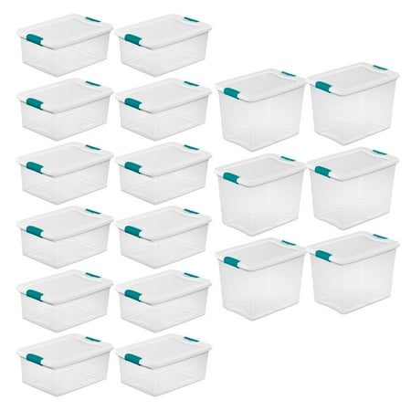 Sterilite 12 Pack 15-Qt & 6 Pack 25-Qt Stackable Clear Plastic Storage Bins