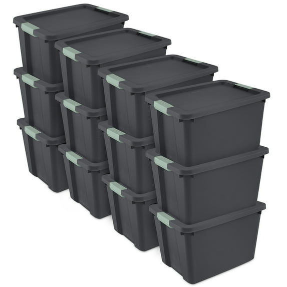 Sterilite 12 Pack 20 Gal Latch Tote, Stackable Plastic Storage Container