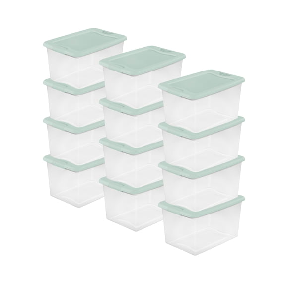 Sterilite 12 Pack 64 Qt Latching Box, Clear Storage Bin w/Lid, Mindful Mint