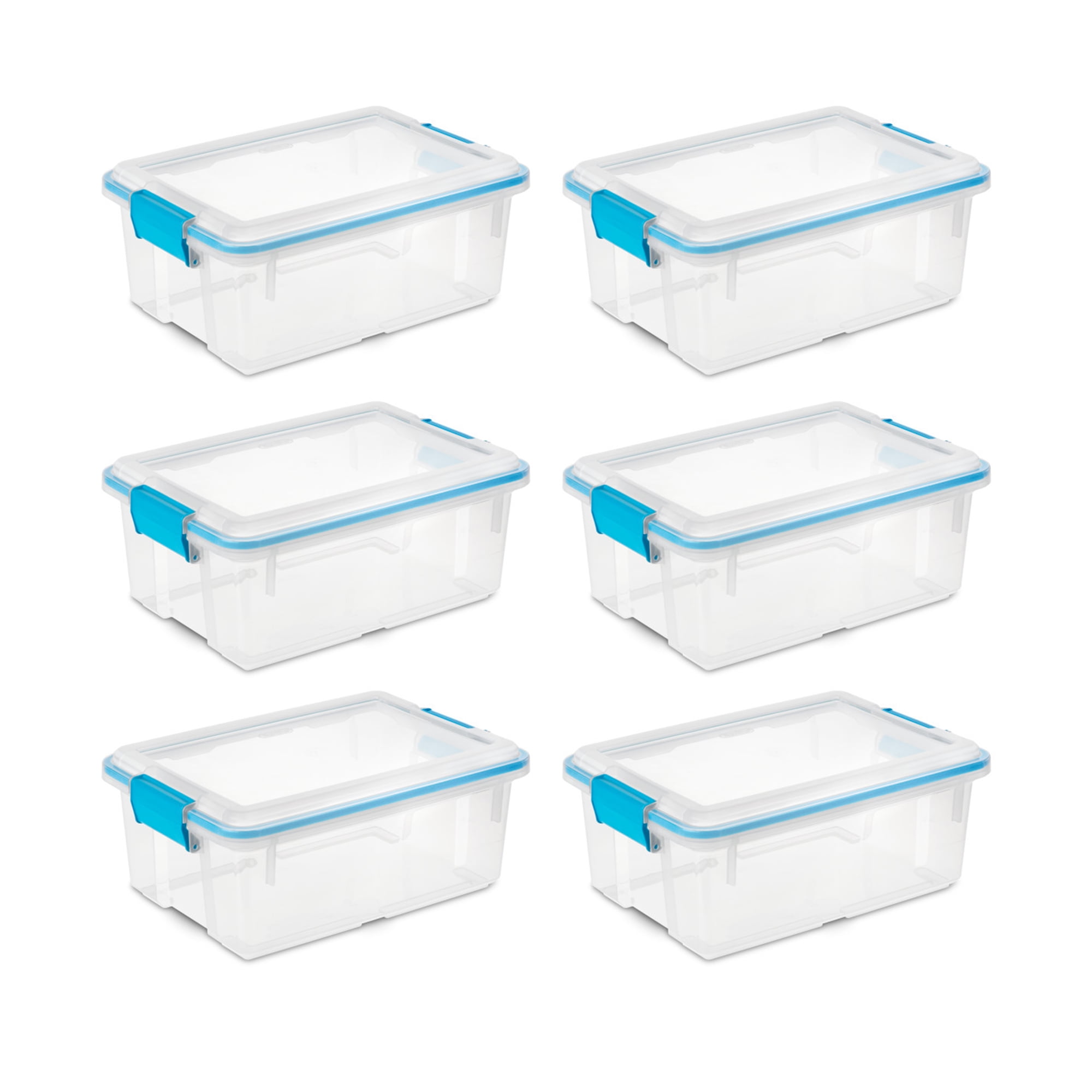 Clear 12 Quart Stackable Plastic Storage Boxes with Latching Lids, 6-Pack