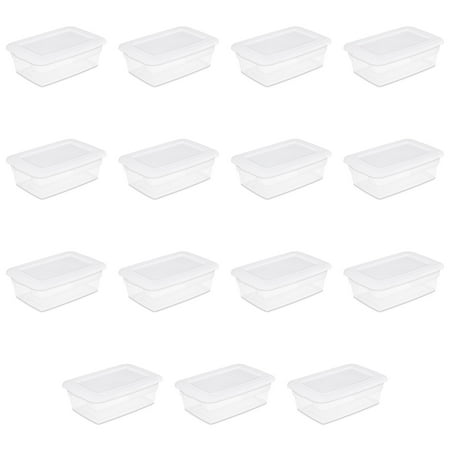Sterilite 12 Qt. Storage Box Plastic, White, Set of 15