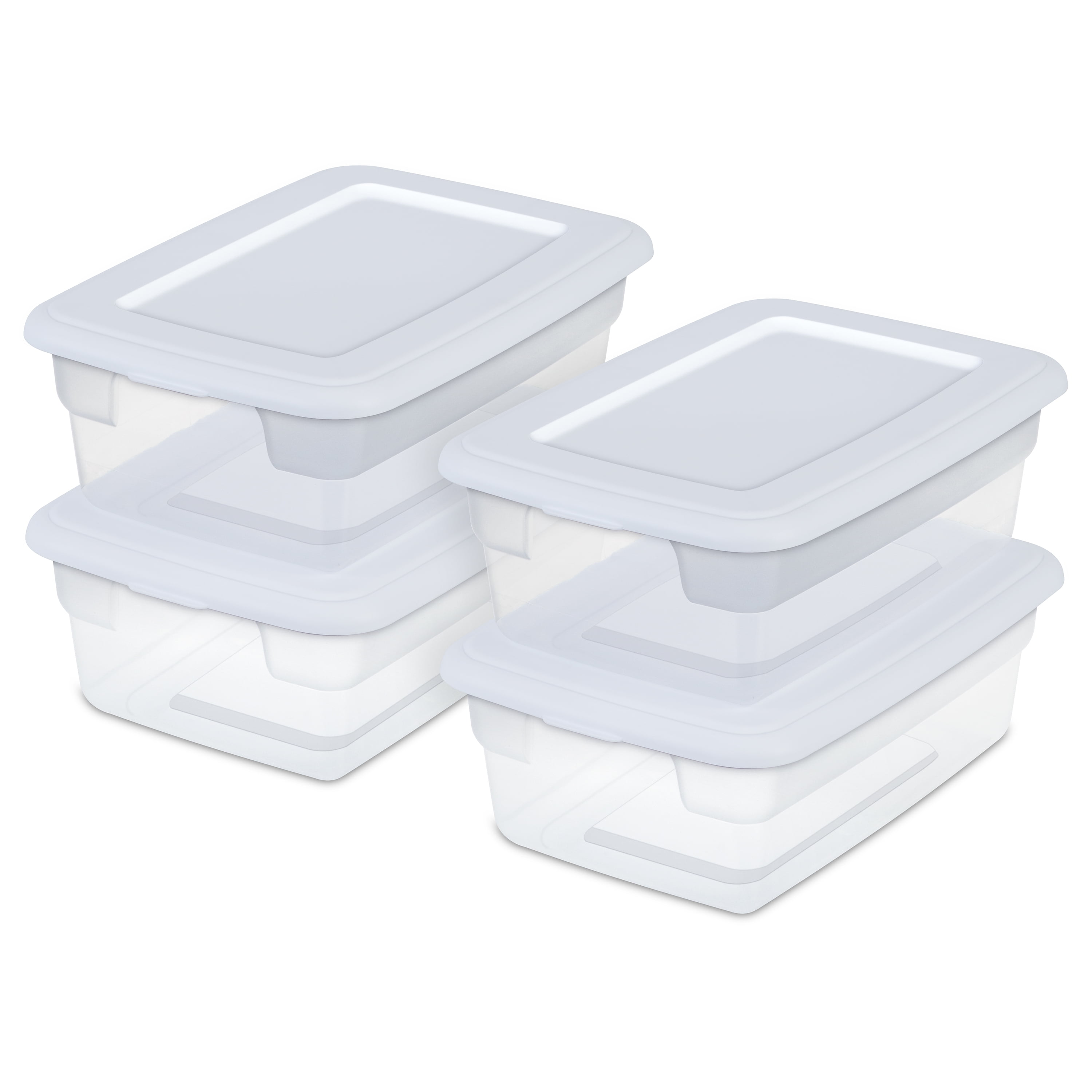 Sterilite Set of (4) 12 Qt. Storage Boxes Plastic, Titanium 