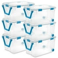 thumbnail image 1 of Sterilite 120 Qt Clear Plastic Wheeled Bin w/Gasket Latch Clear Lid, 6 Pack, 1 of 12