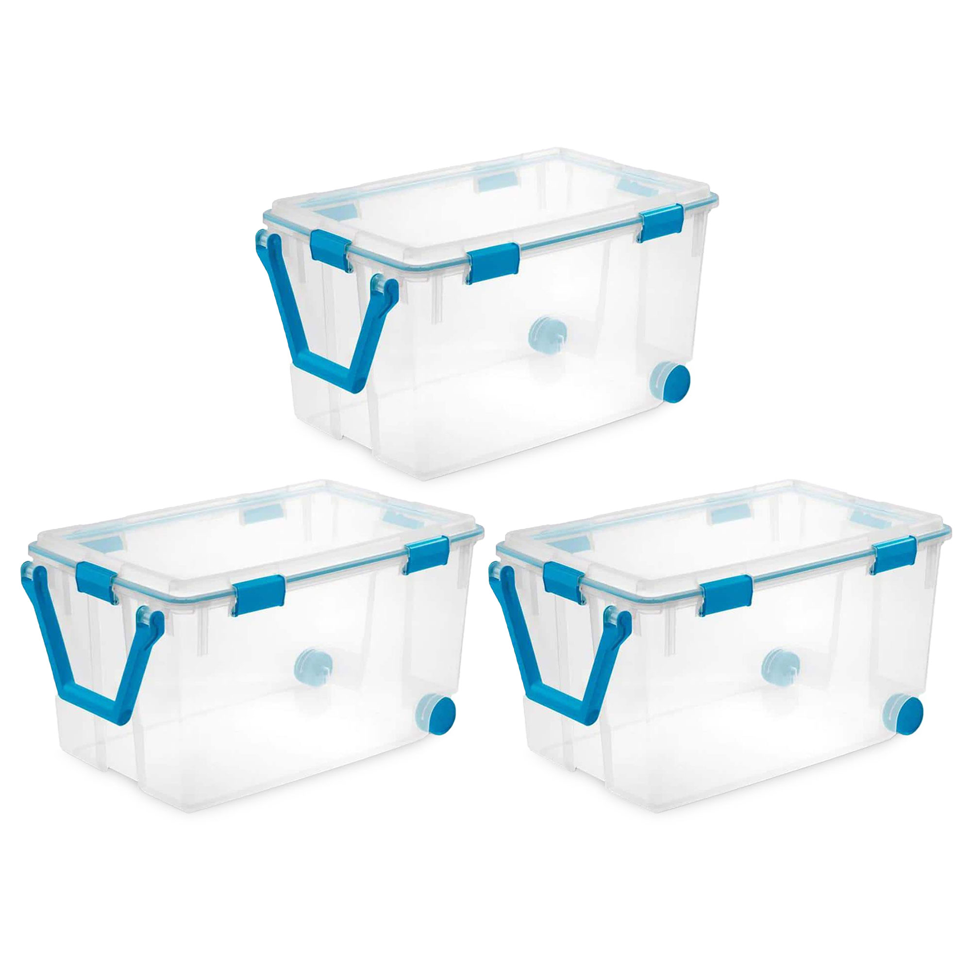 3pc Set Storage Containers with Lids Teal/Brown