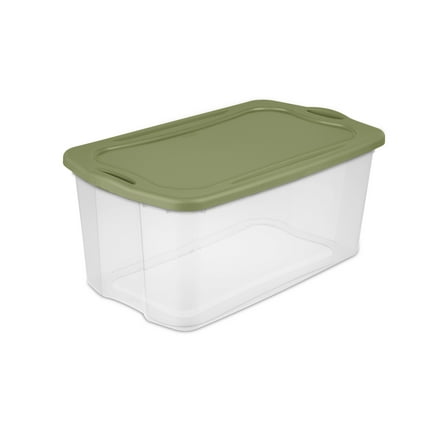 Sterilite Extra Large EZ Carry Storage Bin, 120 Quart Clear Plastic Storage Container with Full-Grip Handles, Green