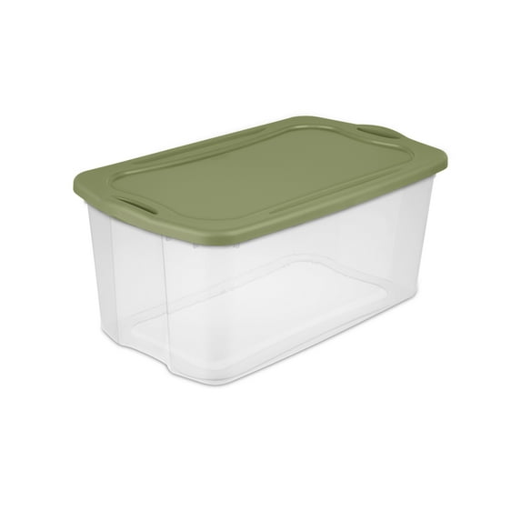 Sterilite Extra Large EZ Carry Storage Bin, 120 Quart Clear Plastic Storage Container with Full-Grip Handles, Green