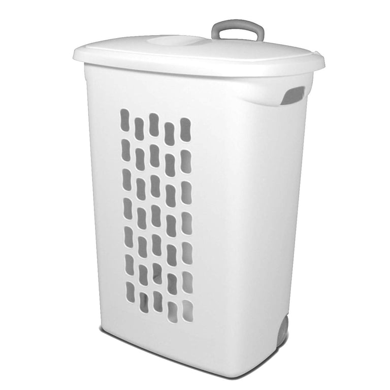 Sterilite Wheeled Hamper, Clothing Basket with Lid, Ventilated