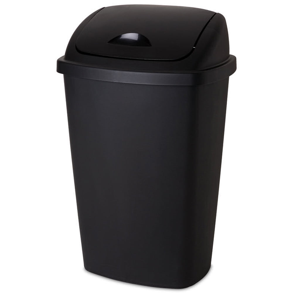 Sterilite 13.2 Gal. SwingTop Wastebasket Plastic, Black