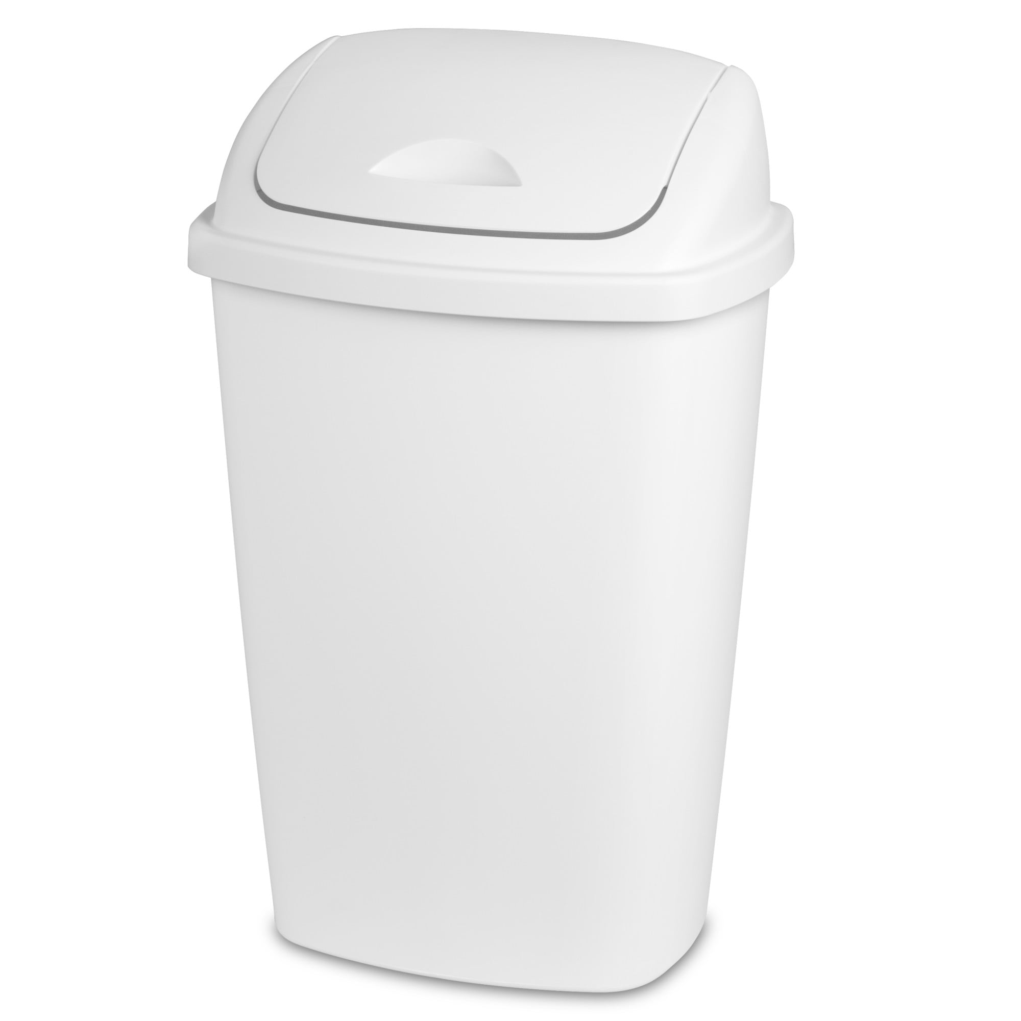 Sterilite 13 Gallon Plastic Swing Top Spave Saving Flat Side Lidded  Wastebasket Trash Can For Kitchen, Garage, Or Workspace, White (8 Pack) :  Target