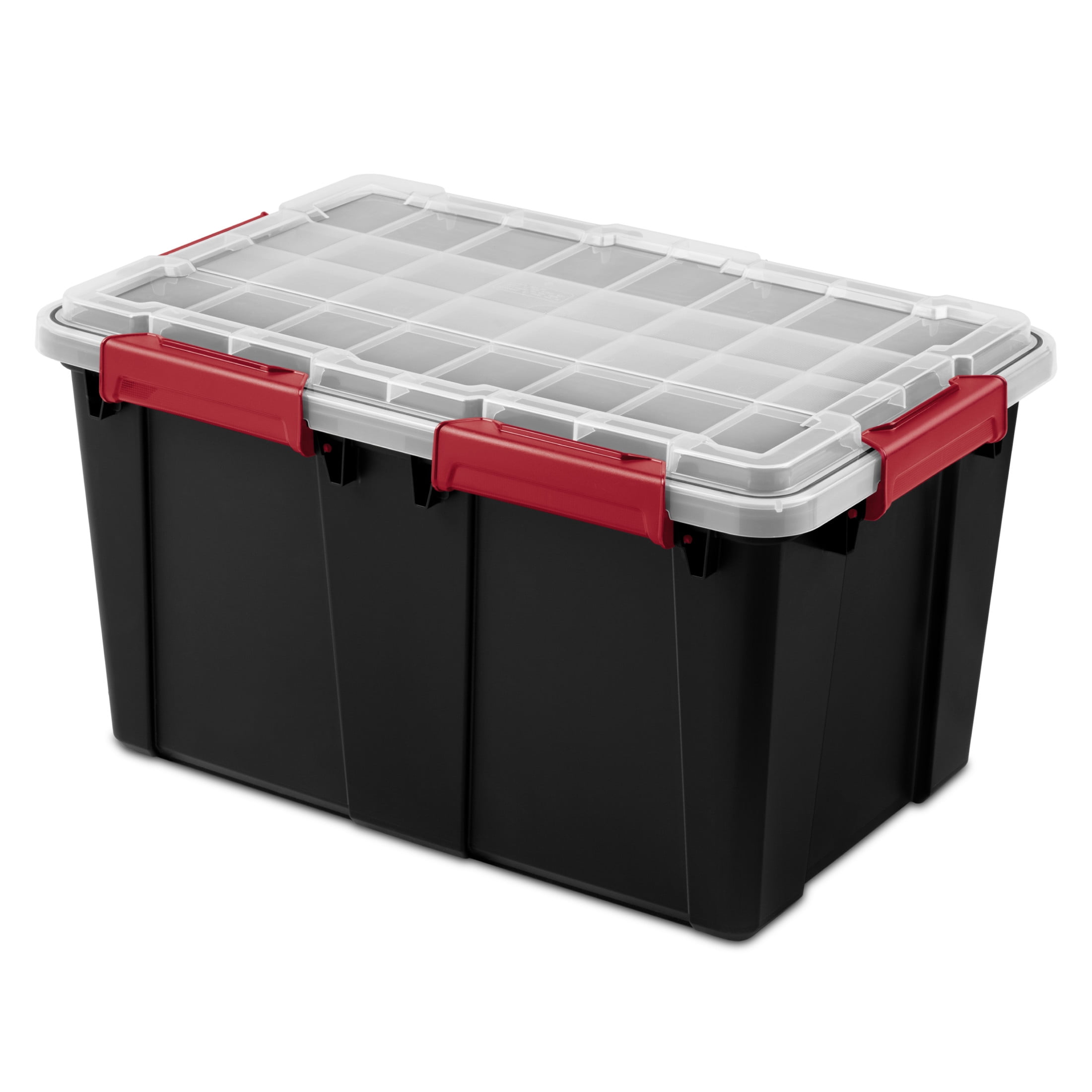 Sterilite Gasket Tote, 13.5 Gallon IP68 WaterProof Plastic Storage Bin with Lid, Gasket Seal and Durable Latches, Black
