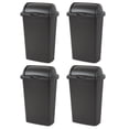thumbnail image 1 of Sterilite Kitchen Trash Can, 13 Gallon Plastic Garbage Bin with Roll Top Lid, Black, 4 Pack, 1 of 8