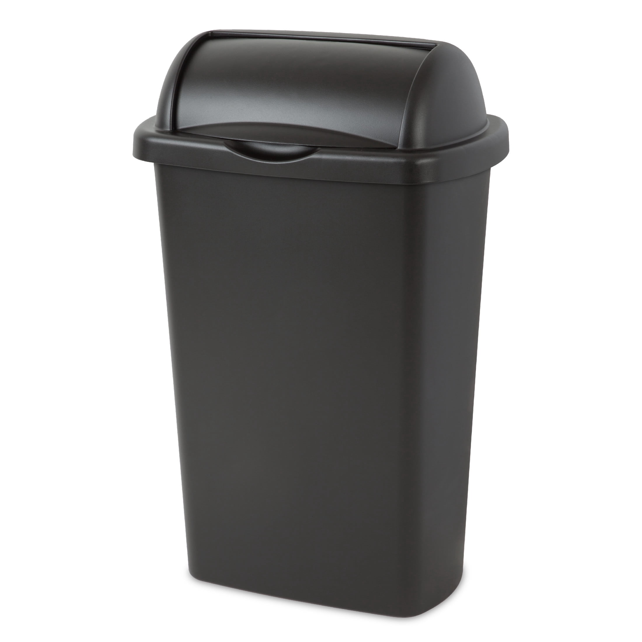 Sterilite Kitchen Trash Can, 13 Gallon Plastic Garbage Bin with Roll Top Lid, Black
