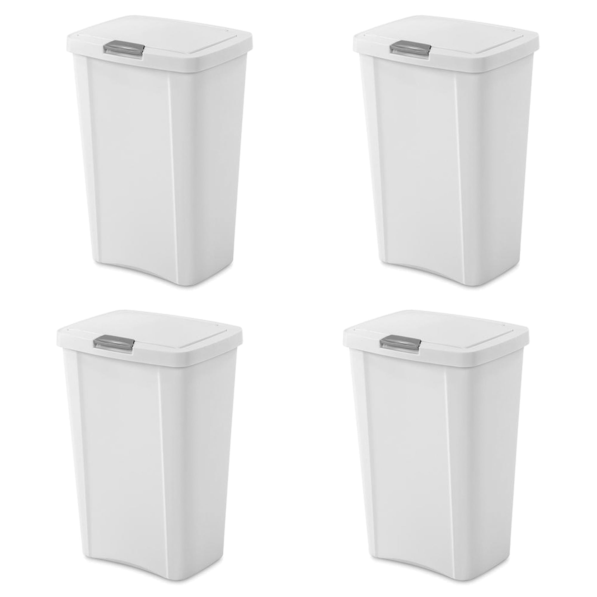 Sterilite 13 Gallon TouchTop Wastebasket w/Titanium Latch, White (4
