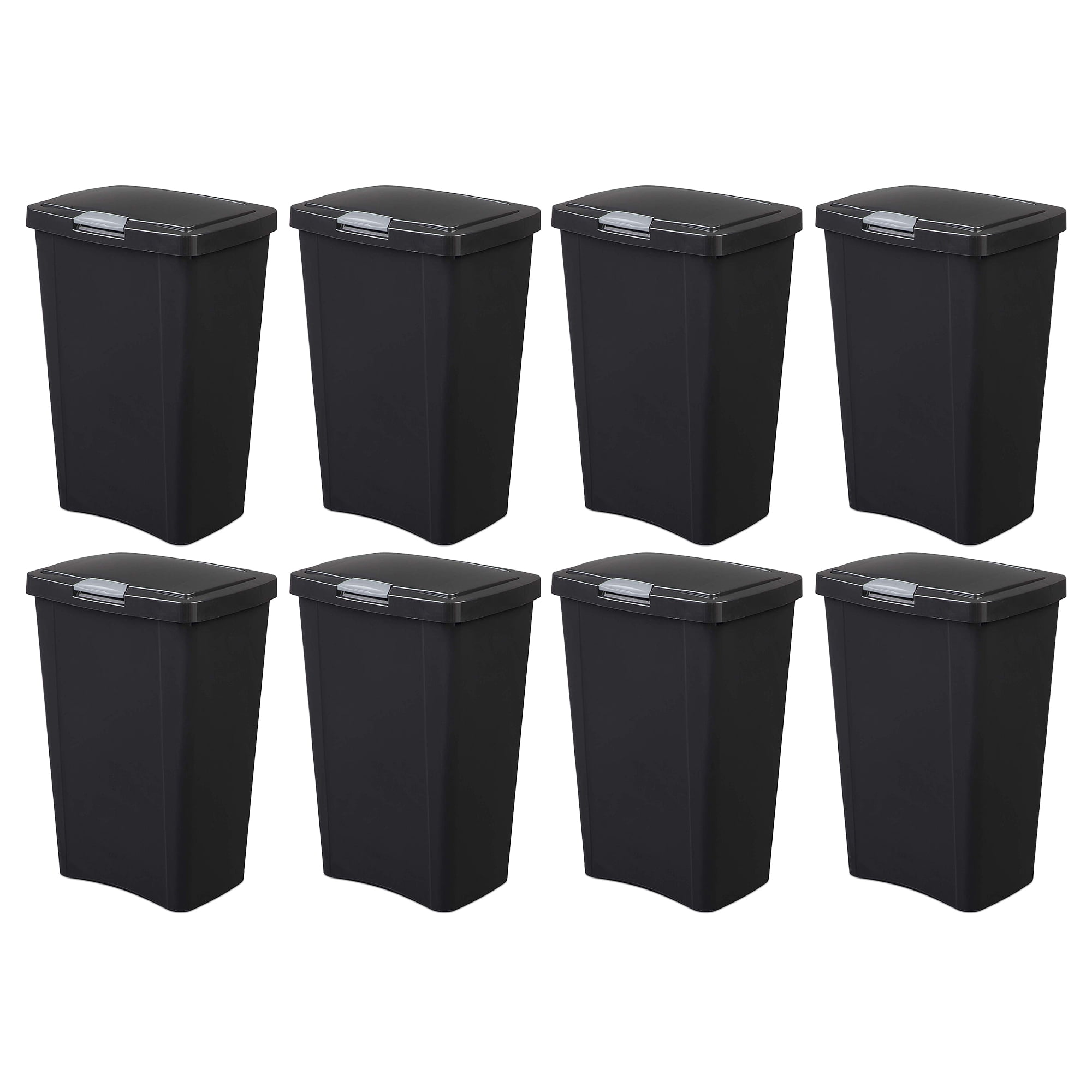 Sterilite 13 Gallon TouchTop Wastebasket with Titanium Latch, (8 Pack
