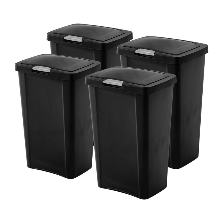 Sterilite, Wastebasket, 13 Gallon TouchTop, Black Pack of 4