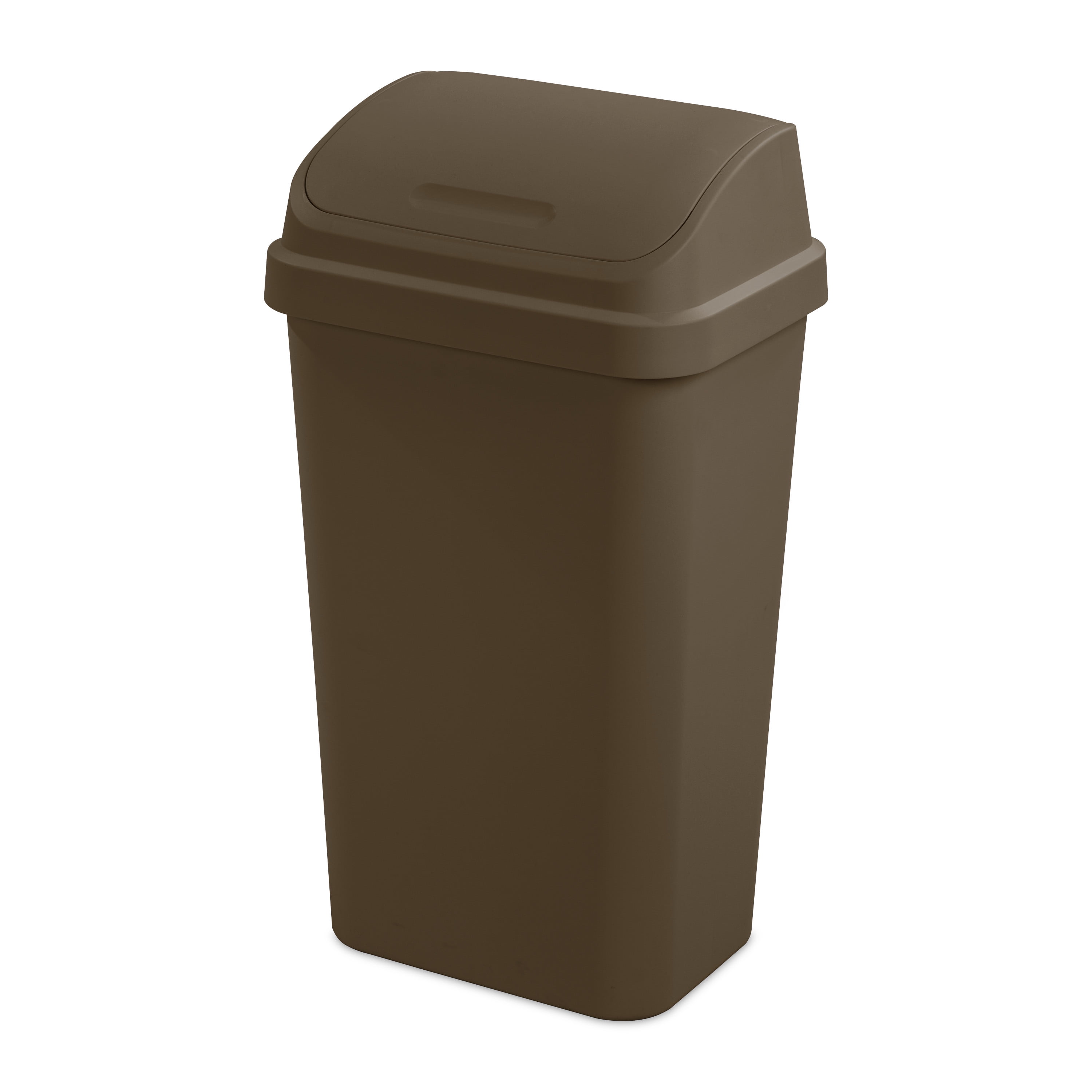 Sterilite 13 Gallon Trash Can, Plastic Swing Top Kitchen Trash Can, Brown
