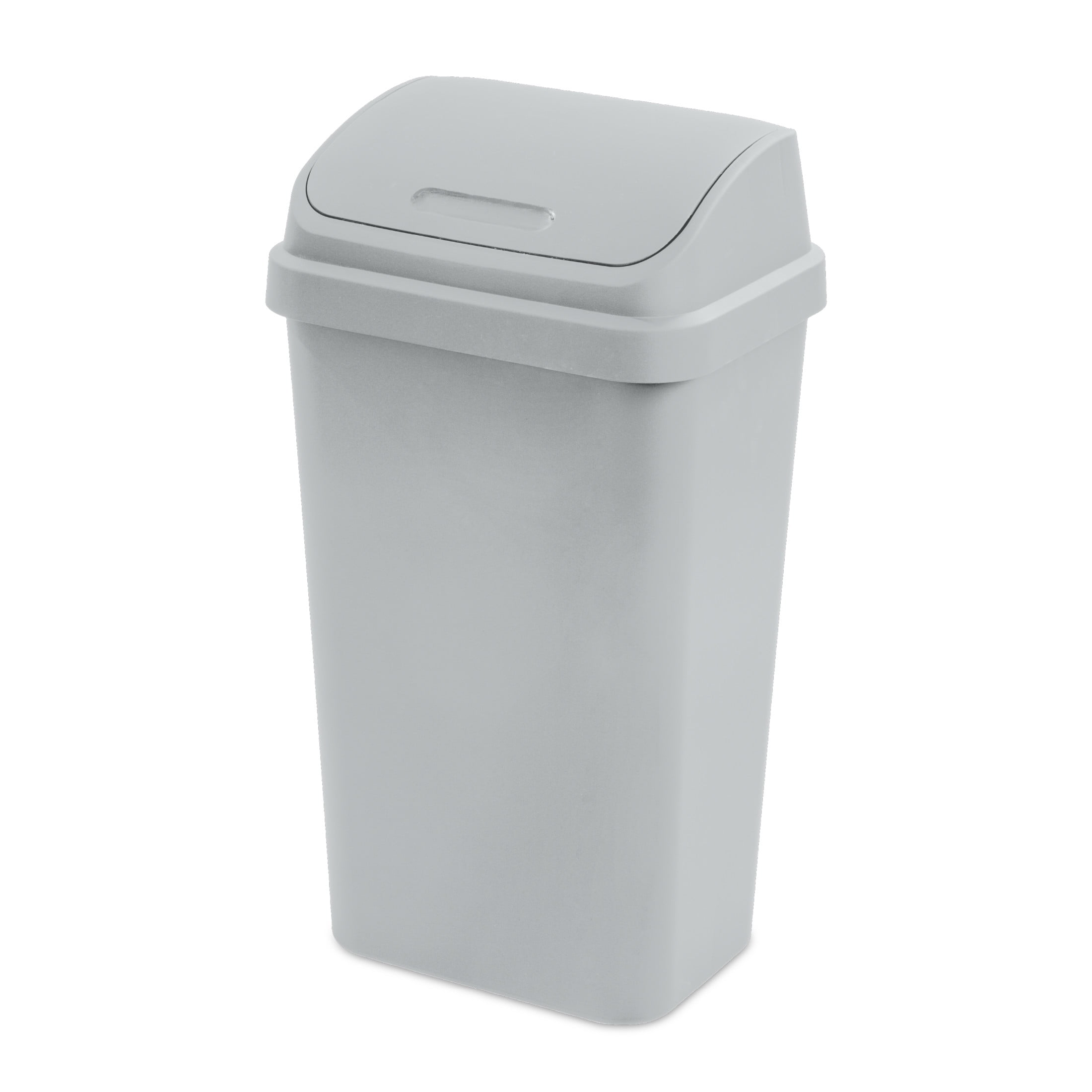 Sterilite Kitchen Trash Can, 13 Gallon Plastic Garbage Bin with Swing Top Lid, Light Gray