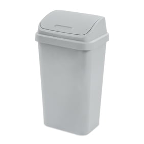 Sterilite Kitchen Trash Can, 13 Gallon Plastic Garbage Bin with Swing Top Lid, Light Gray