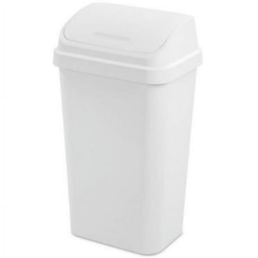 Sterilite Kitchen Trash Can, 13 Gallon Plastic Garbage Bin with Swing Top Lid, White