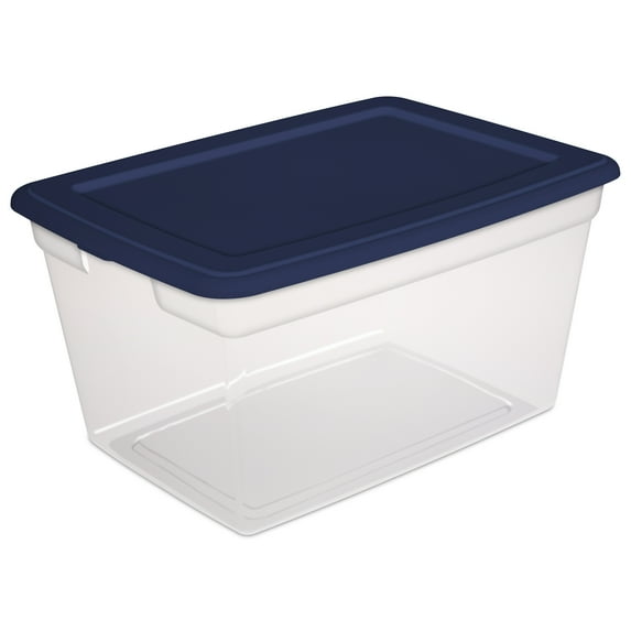Sterilite 14.5 Gallon Plastic Storage Box, Ultramarine
