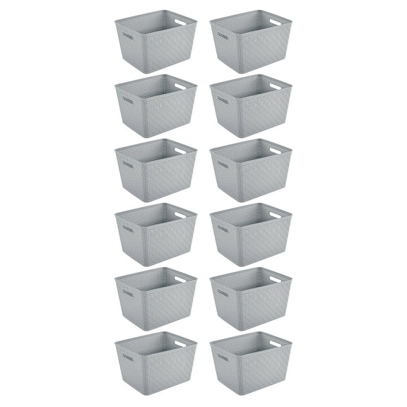 Sterilite 14"Lx8"H Rectangular Tall Basket for Home Organization (12 Pack)
