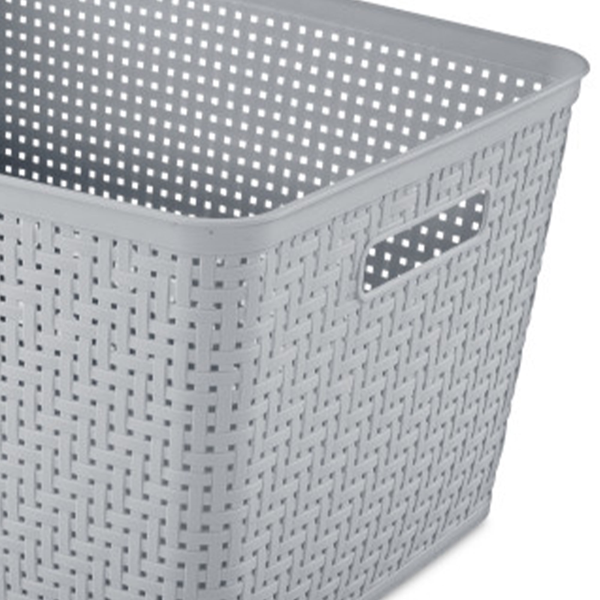 Sterilite Gray Tall Rectangular Plastic Storage Baskets with Handles, 6-Pack