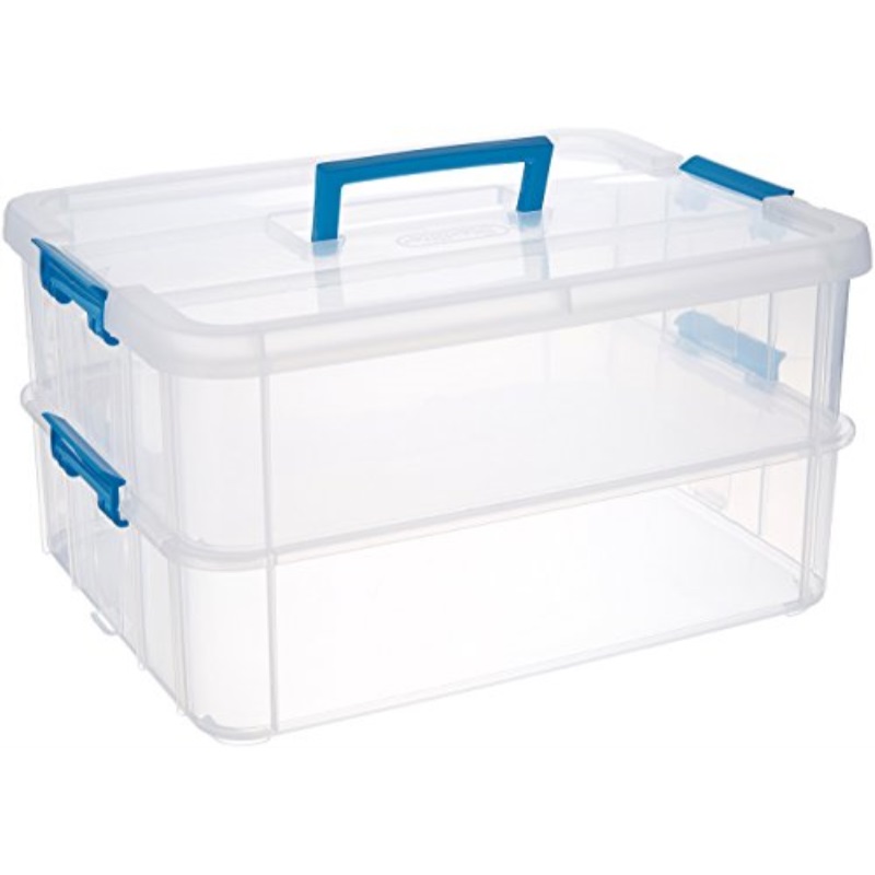 Sterilite 14228604 Stack and Carry 2 Layer Handle Box, 1 Pack