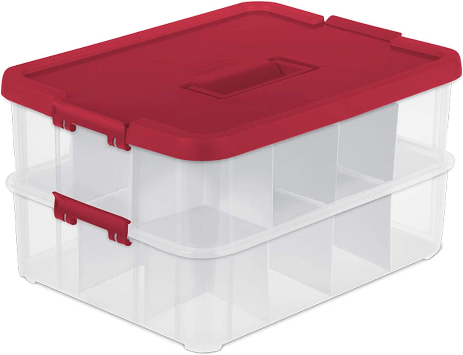 Real Organized 22.5-in x 12.5-in 48-Compartment Clear Plastic Ornament  Storage Box at
