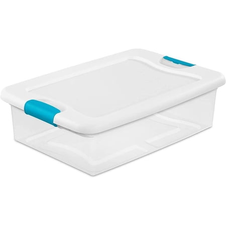 Sterilite 14968006 Latching Box, 32 qt Capacity, Plastic, Clear/White