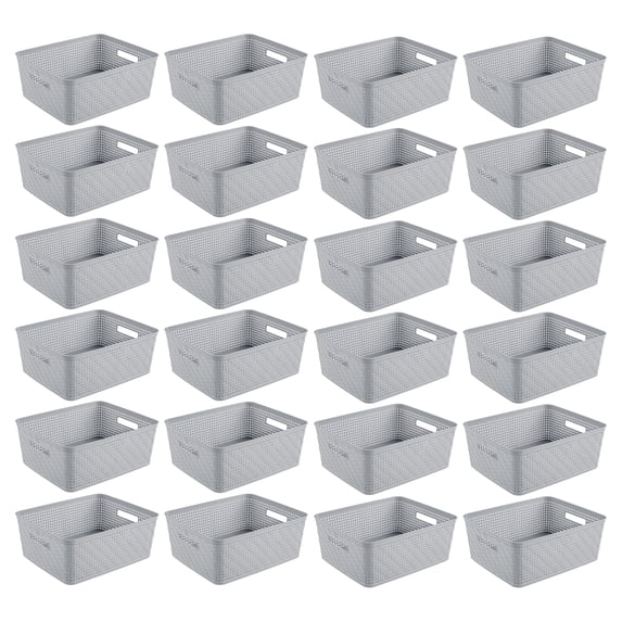 Sterilite 14x11.5x5'' Woven Rectangular Short Basket Organizer (24 Pack)