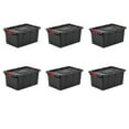 thumbnail image 1 of Sterilite 15 Gallon Industrial Tote, Rugged Plastic Storage Bin, Latch Lid, Black, 6 Pack, 1 of 16