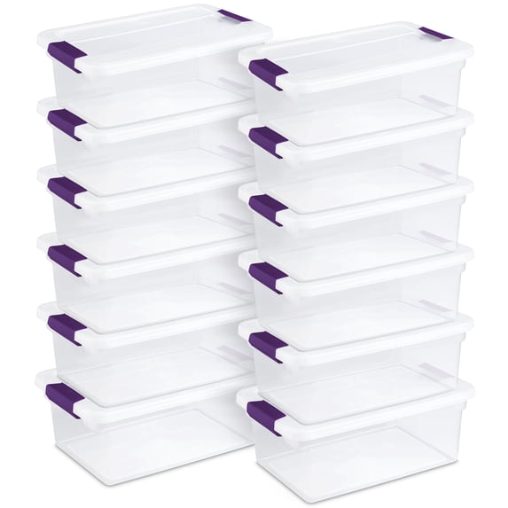Sterilite 15 Qt ClearView Latch Box, Stackable Organizer Bins with Latching Lids, 12 Pack