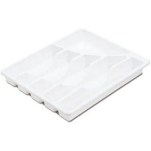 Sterilite 15758006 14" x 11.88" x 1.88" White 6 Compartment Cutlery