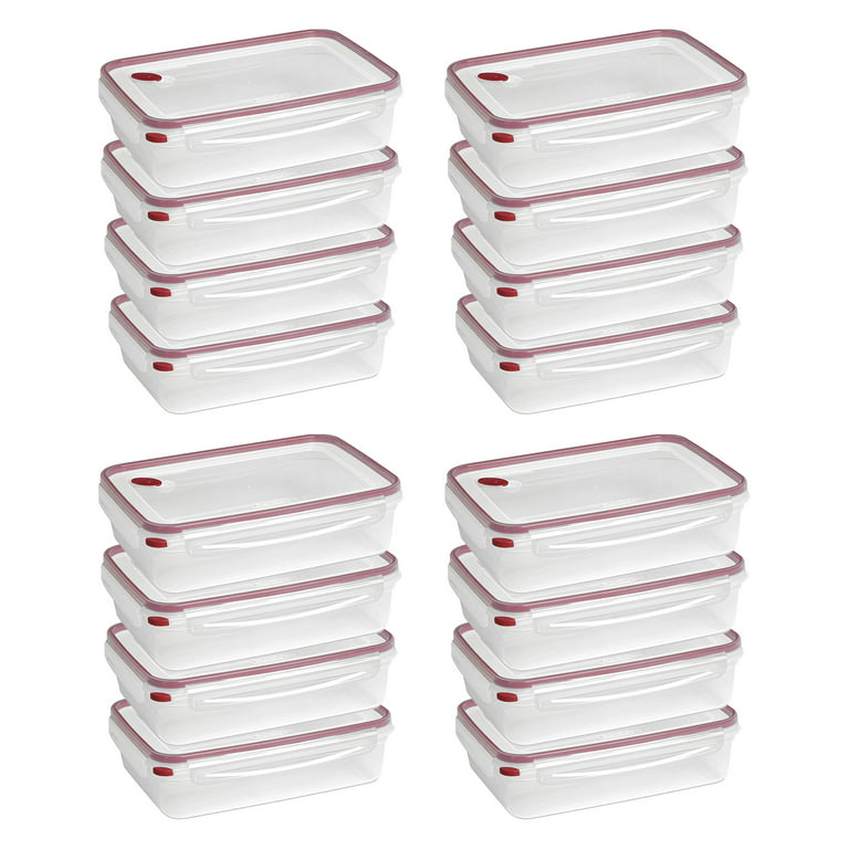 Sterilite Ultra-Seal 8.3 Cup Rectangle, Airtight Food Storage Container,  Latching Lid, Microwave and Dishwasher Safe, Clear With Orange Gasket,  6-Pack