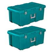 Sterilite 16 Gal Lockable Footlocker Toolbox Container w/ Wheels (2 Pack)