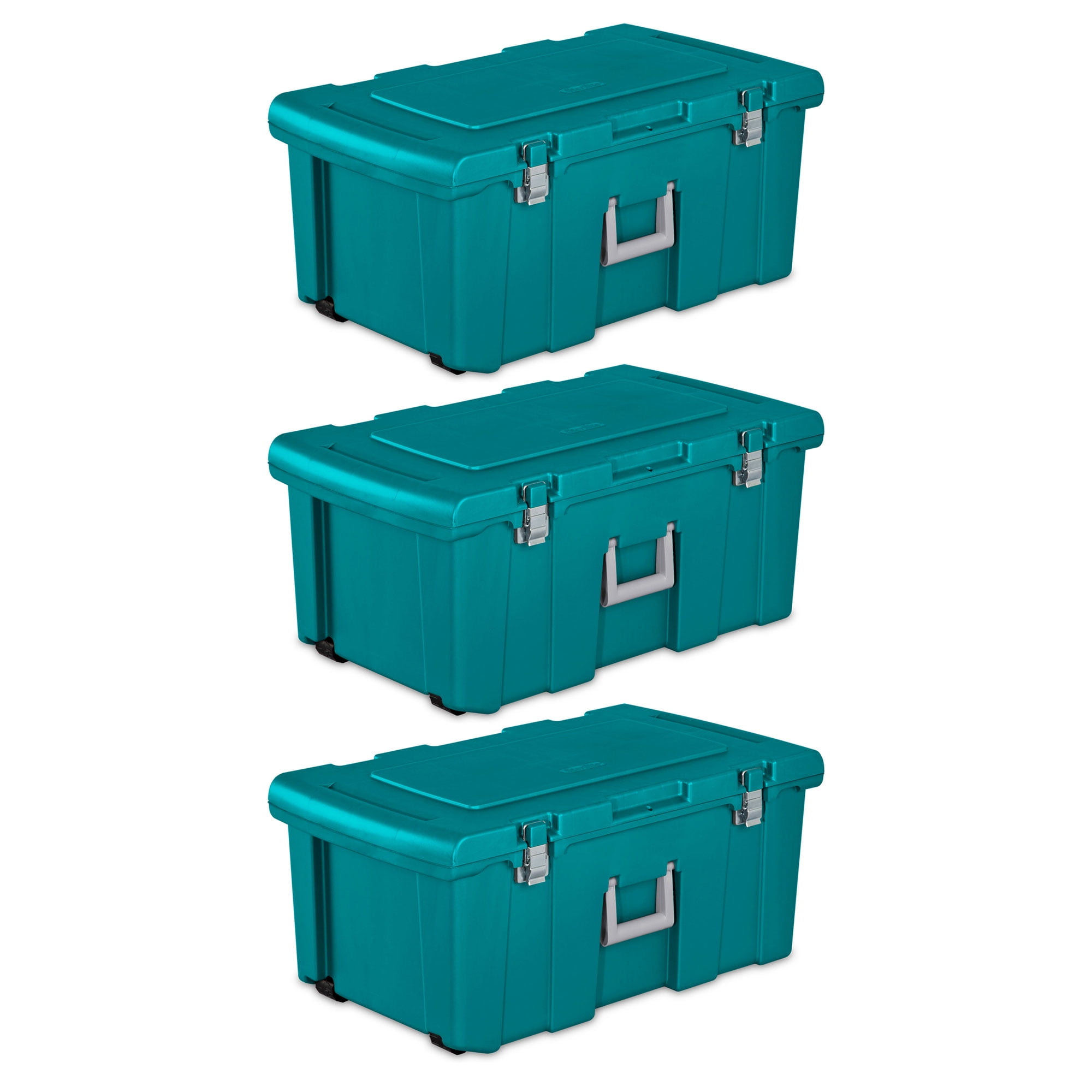 Sterilite 16 Gal Lockable Plastic Trunk Tote Footlocker w/ Wheels