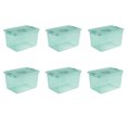 thumbnail image 1 of Sterilite 16 Gallon Fresh Scent Plastic Storage Box, Aqua Tint, 6 Count, 1 of 9