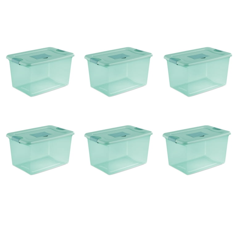 Sterilite 16 Gallon Fresh Scent Plastic Storage Box Aqua Tint 6 Count Walmart
