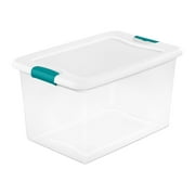 Sterilite 16 Gallon Latch Plastic Storage Box, White and Clear