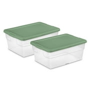 Sterilite 16 Qt Plastic Storage Tote Home Organizer Bins with Lid, (2 Pack)