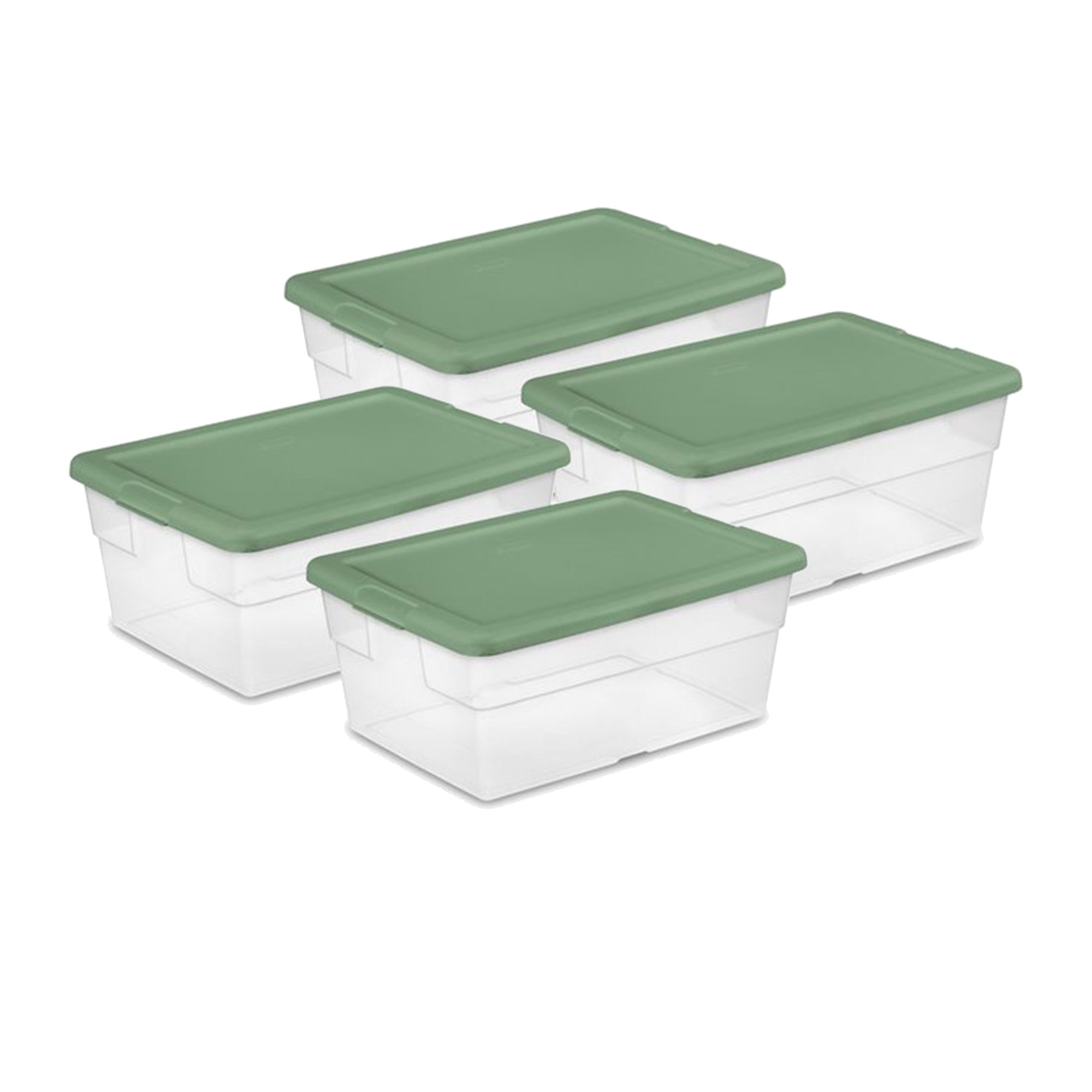 Sterilite 16 Qt Plastic Storage Tote Home Organizer Bins with Lid, (4 Pack)