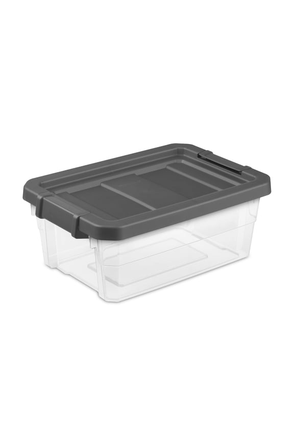 16 Qt. Stacker Box Plastic, Flat Gray