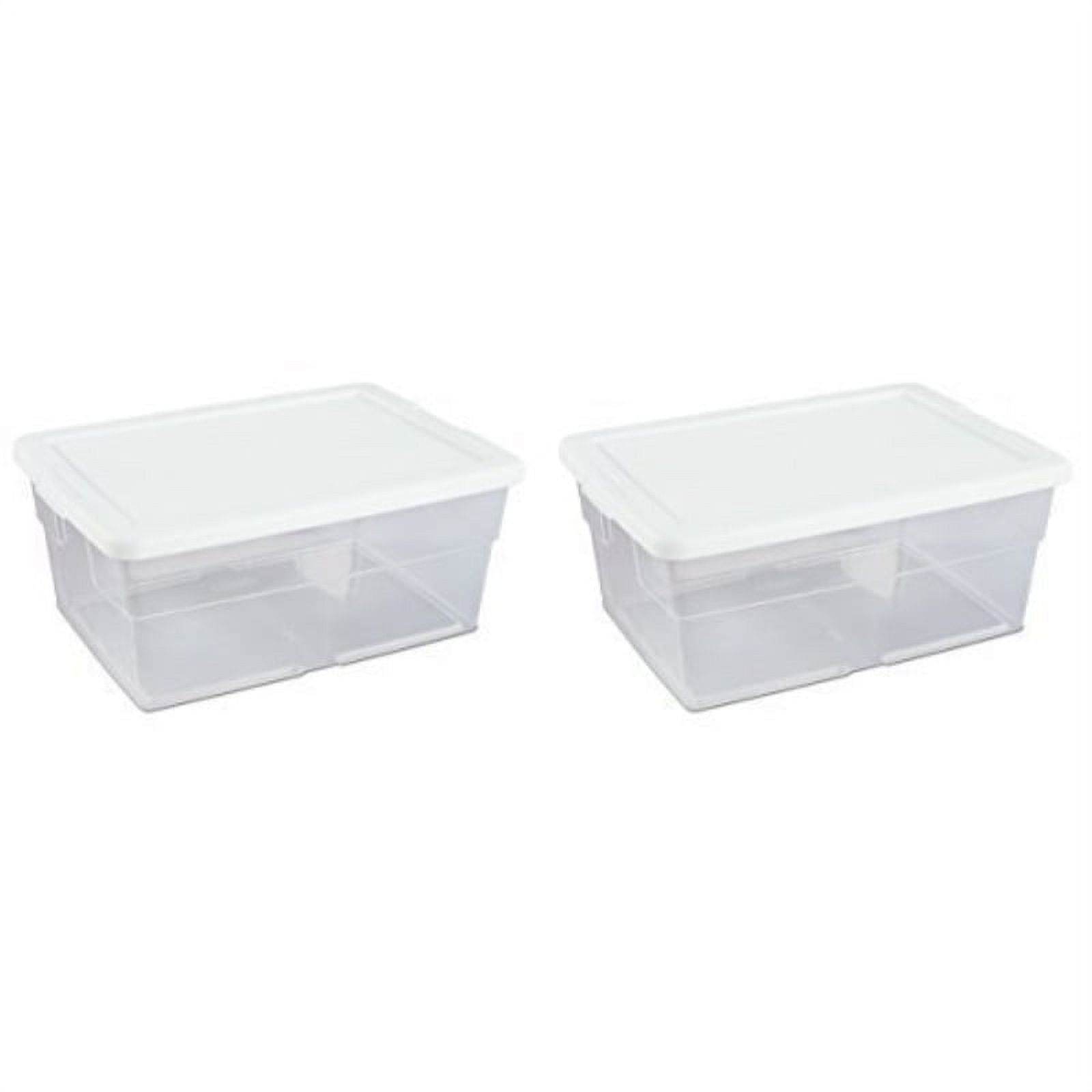 Sterilite 17416A04 60 Quart, 4-Pack Storage Box, Clear Base with Cement Lid