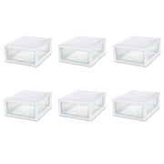 Sterilite 16 Quart Clear Plastic Stacking Storage Drawer Container, 6 Pack