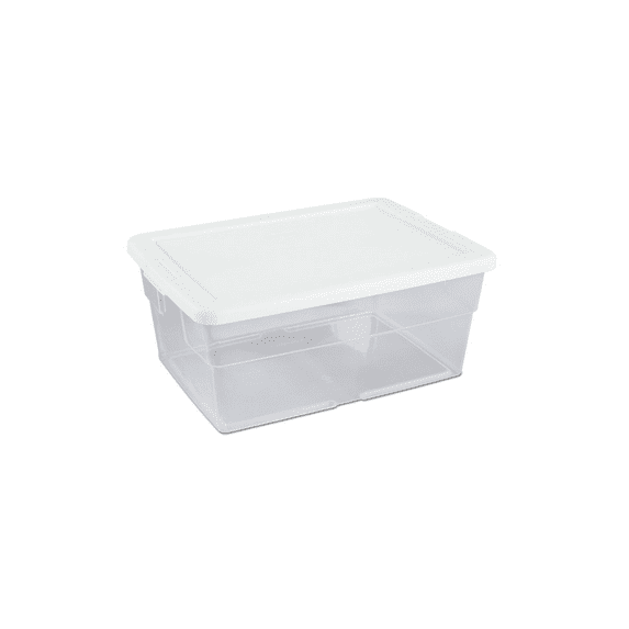 Sterilite 16 Quart Clear Plastic Tote Box Storage with Lid - Durable, Stackable Organizer for Clothes, Shoes, Pantry - Classroom & Supply Organization