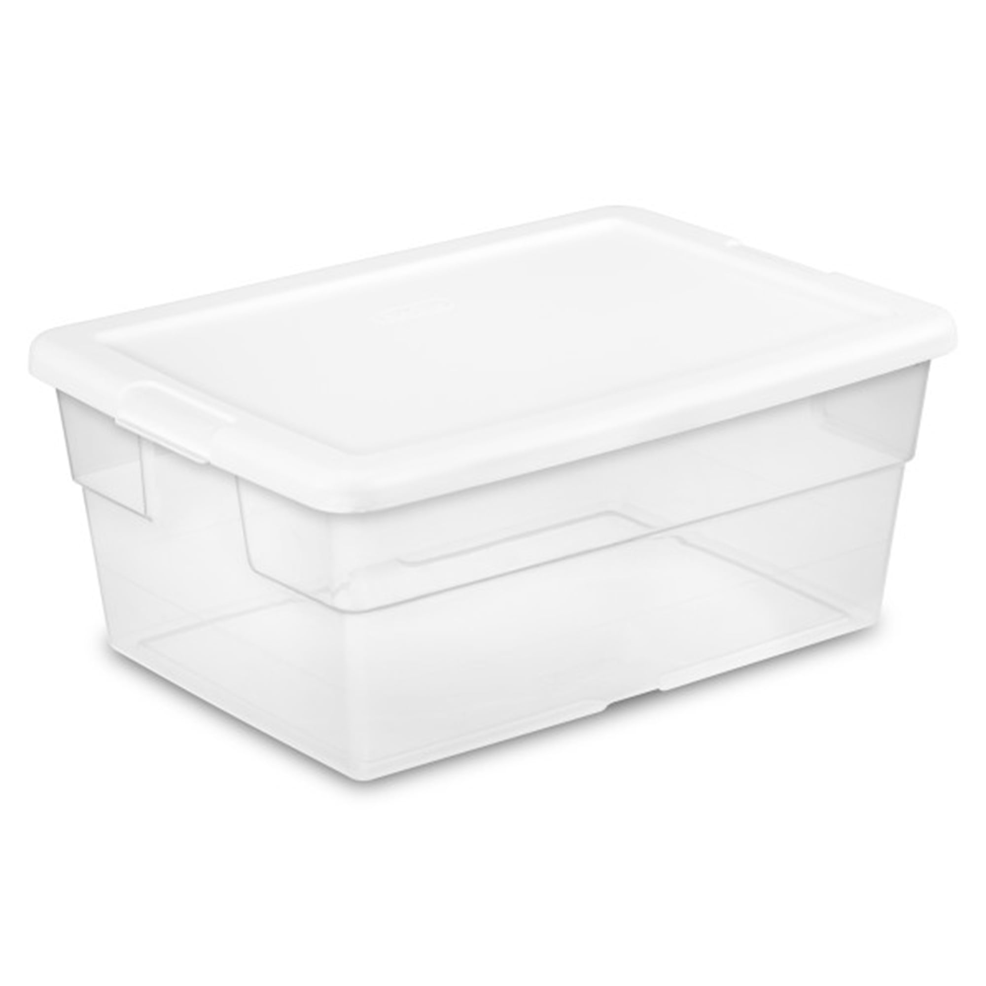 16 Quart Clear Plastic Storage Box with White Lid